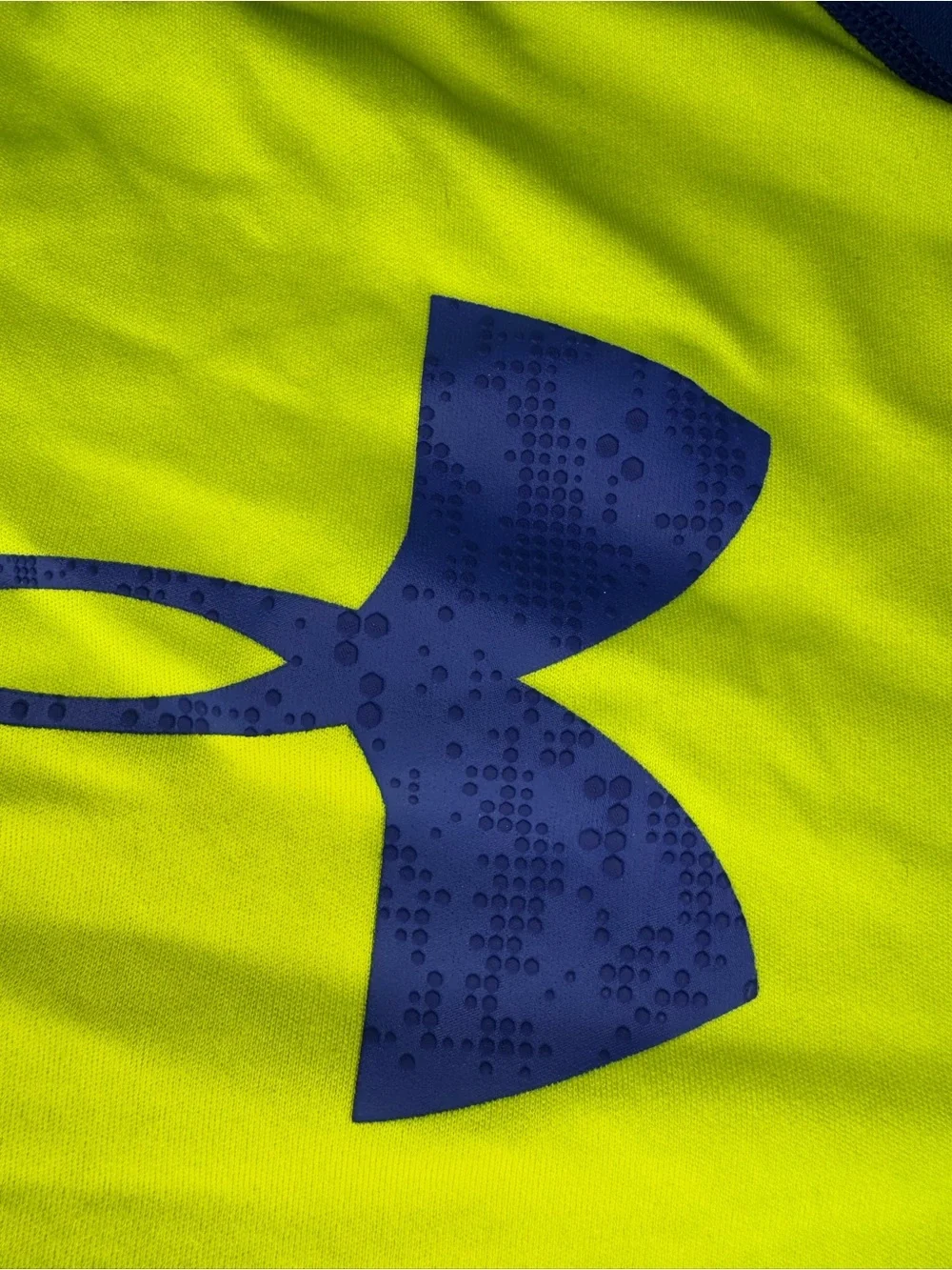 5/$25 EUC Under Armour Boys' Neon Yellow & Blue Short Sleeve YOUTH LARGE